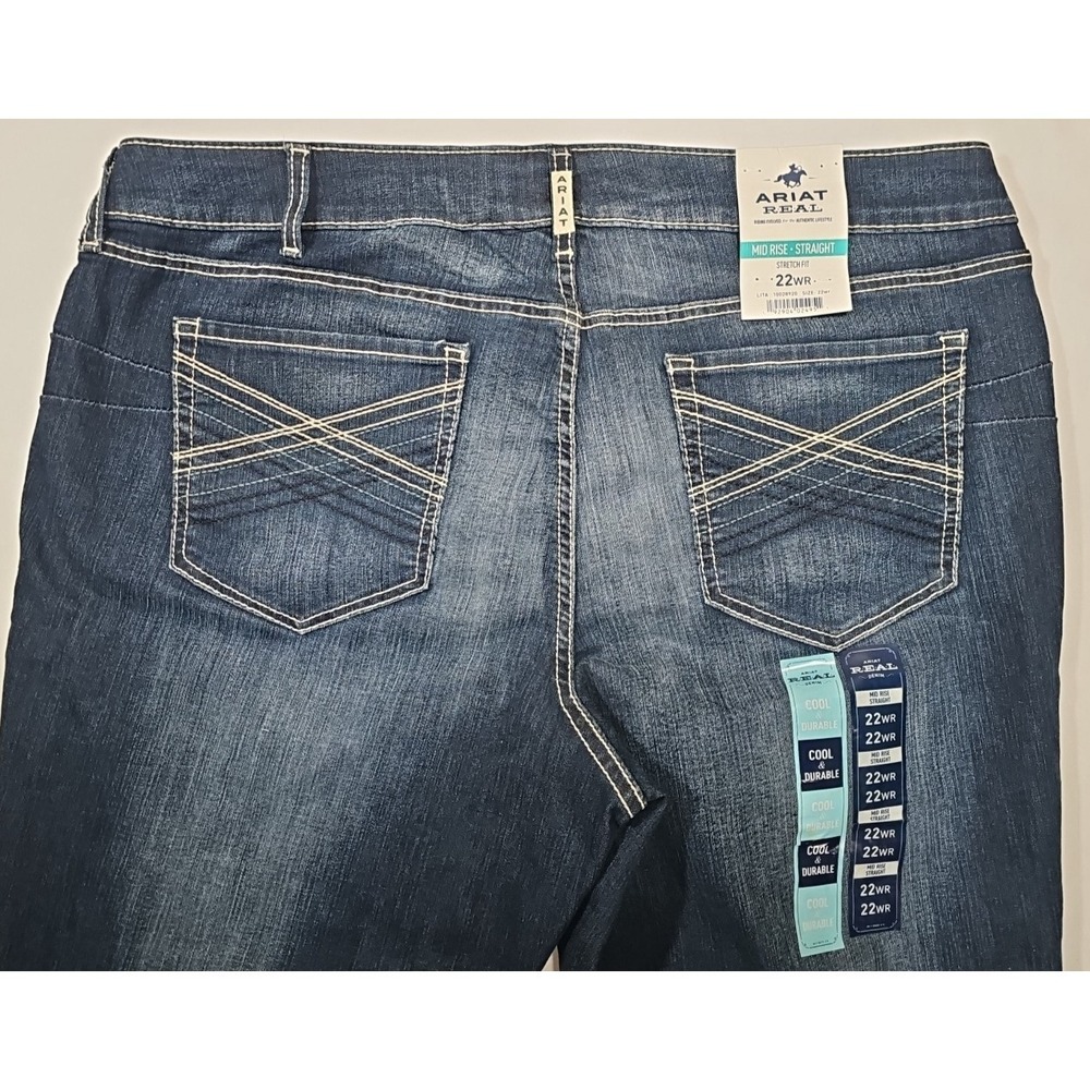 Ariat Real Mid Rise Straight Stretch Fit LITA Women's Size 22WR NWT- 10028920 - Picture 5 of 13
